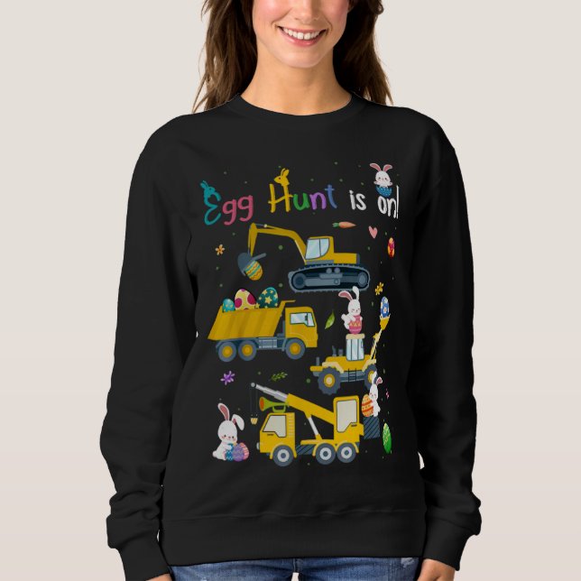Camiseta Egg Hunt Is On Construction Trucks Easter Bunny Bo (Frente)