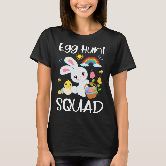 Camiseta Egg Hunt Squad Cute Quote Easter Bunny Baby Chick  (Frente)