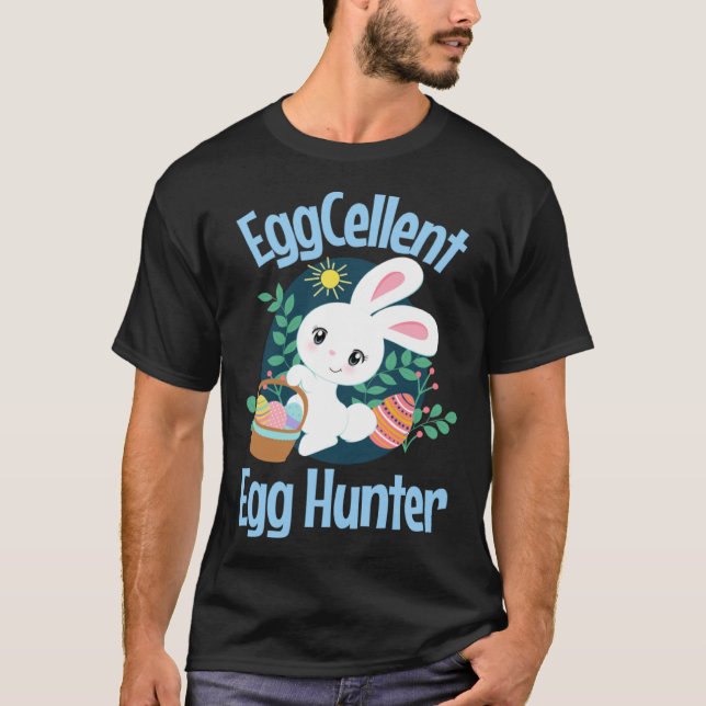Camiseta Eggcellent Egg Hunter Cute Easter Bunny Quote Sayi (Frente)