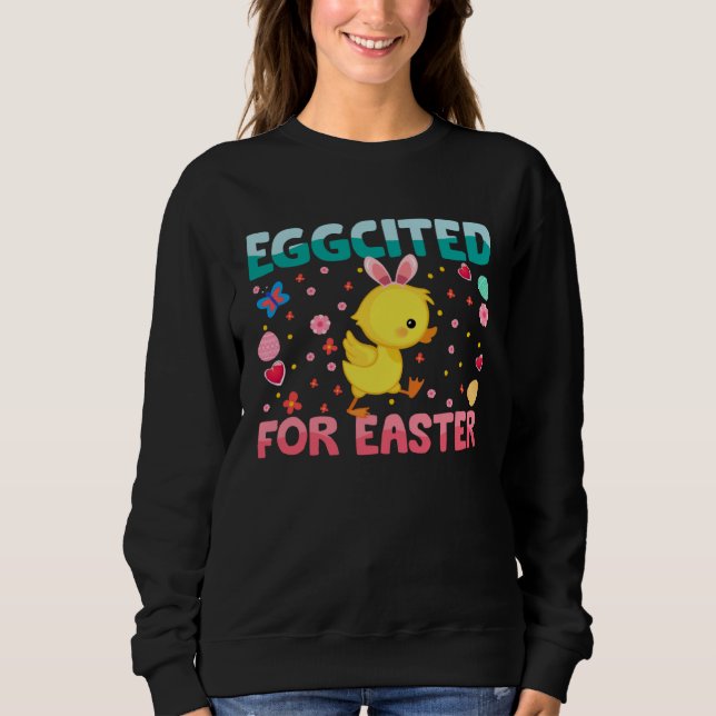 Camiseta Eggcited For Easter Bunny Duck Rabbit  Kids (Frente)