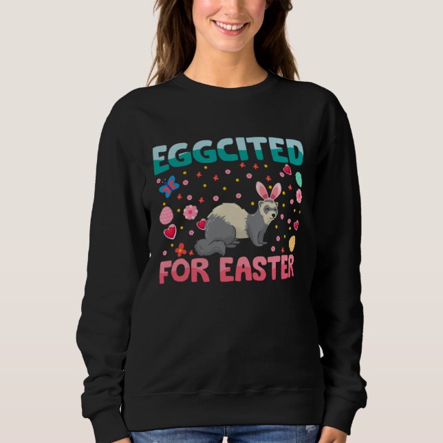 Camiseta Eggcited For Easter Bunny Ferret Rabbit Kids (Frente)