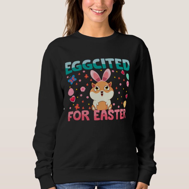 Camiseta Eggcited For Easter Bunny Guinea Pig Rabbit Kids (Frente)