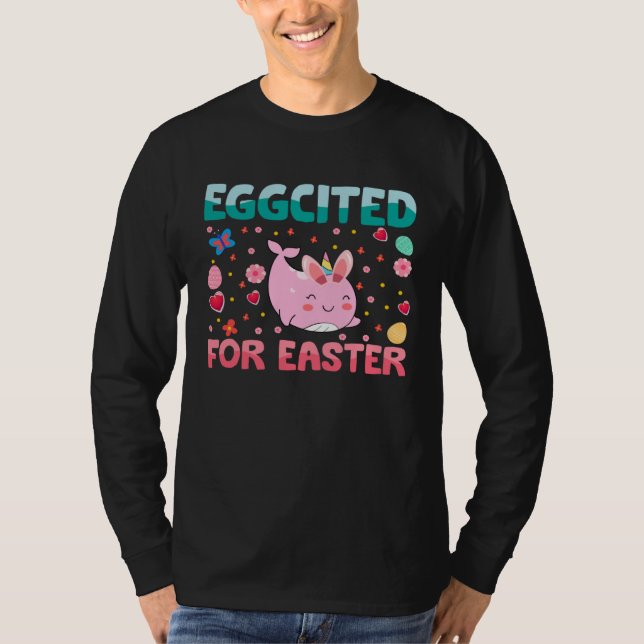 Camiseta Eggcited For Easter Bunny Narwhal Rabbit Kids (Frente)