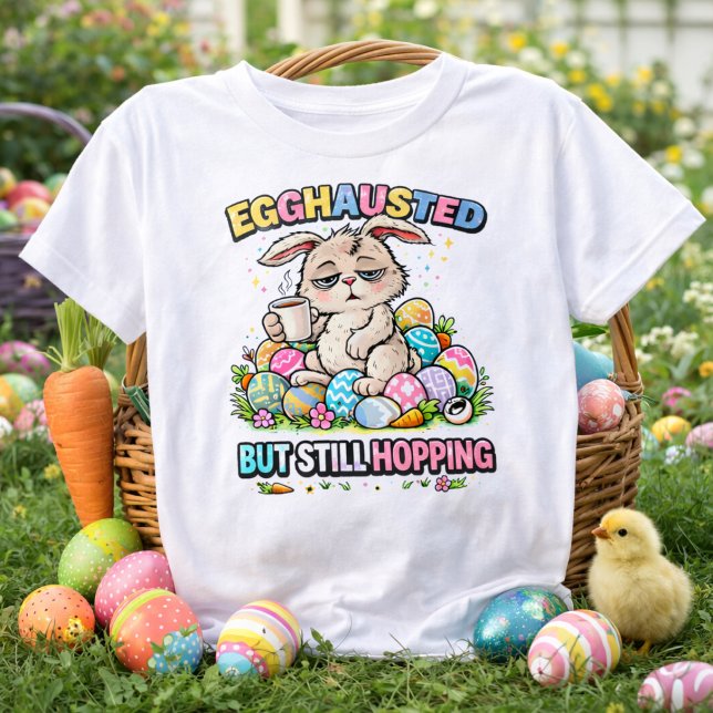 Camiseta Egghausted But Still Hopping Funny Easter Bunny (Criador carregado)
