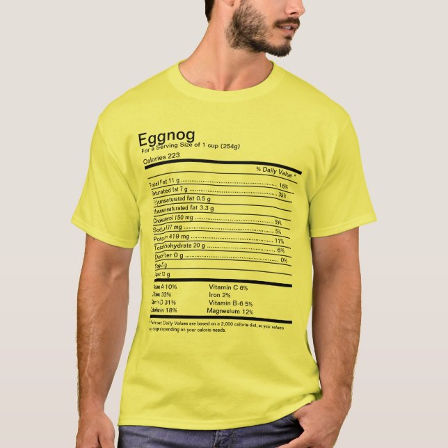 Camiseta Egging Nutritional Facts (Fatos Nutricionais) (Frente)