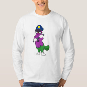 Camiseta EggPlant como agente da polícia com Baton