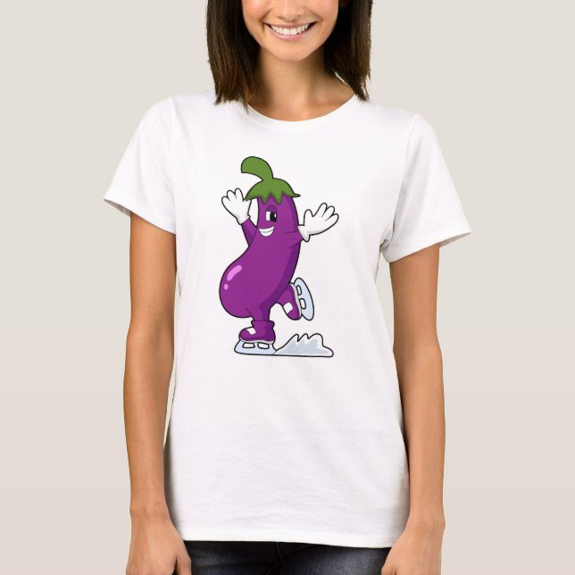 Camiseta EggPlant em patinagem com gelo com skates de gelo (Frente)