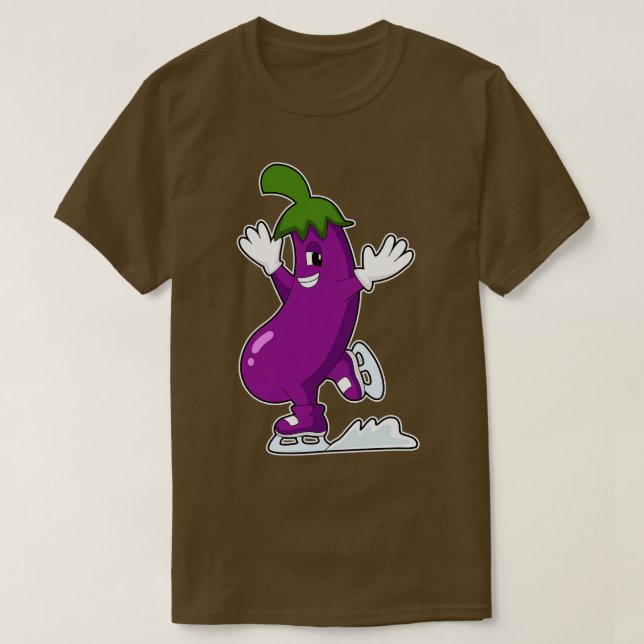 Camiseta EggPlant em patinagem com gelo com skates de gelo (Frente do Design)
