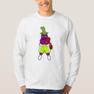 Camiseta Eggplant in Boxing com luvas in a box