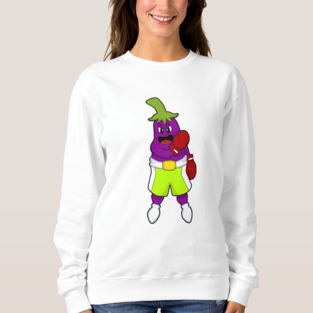 Camiseta Eggplant in Boxing com luvas in a box (Frente)