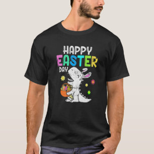 Camiseta Eggs Basket Bunny T Rex Dinosaur Happy Easter Day