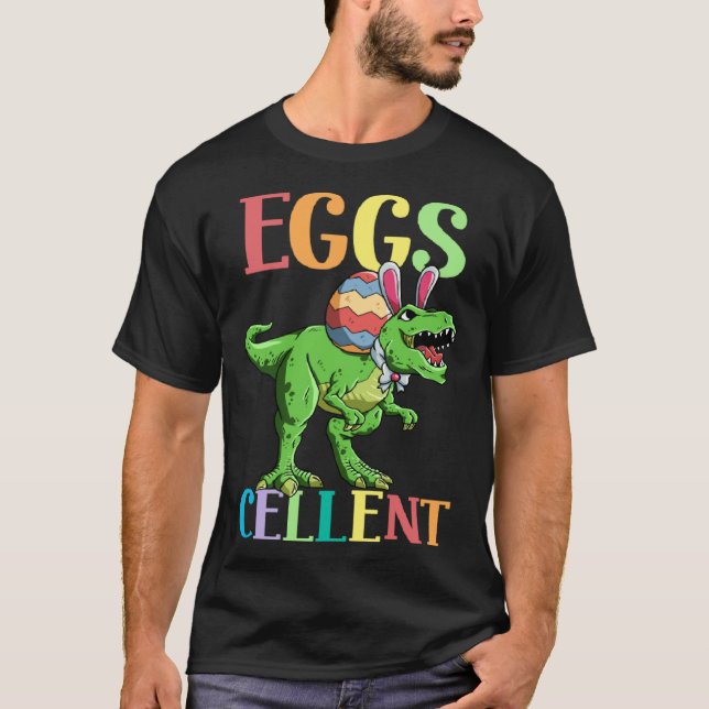 Camiseta Eggs Cellent Easter Rex Dinosaur Bunny Kids Dino B (Frente)