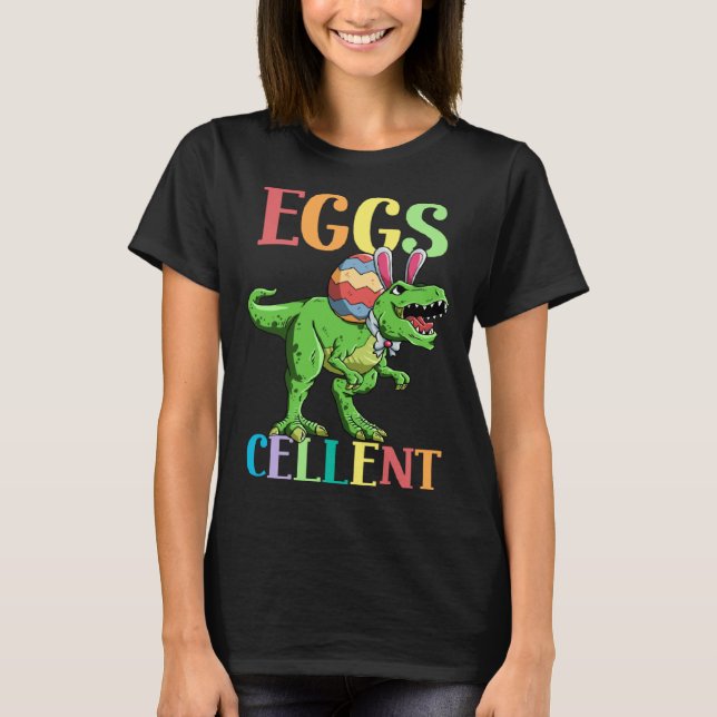 Camiseta Eggs Cellent Easter Rex Dinosaur Bunny Kids Dino B (Frente)