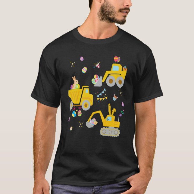 Camiseta EggsCavator Excavator Hunting Egg Easter Construct (Frente)