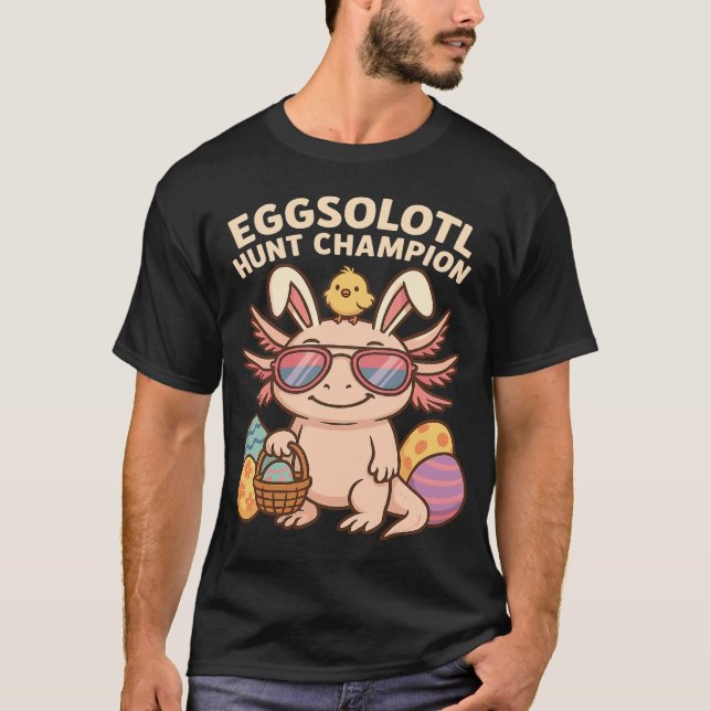 Camiseta Eggsolotl Hunt Champion - Engraçado Cute Axo (Frente)