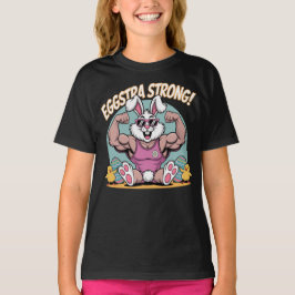 Camiseta Eggstra Forte Motivação de Workout Bunny para Pásc