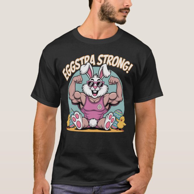 Camiseta Eggstra Forte Motivação de Workout Bunny para Pásc (Frente)