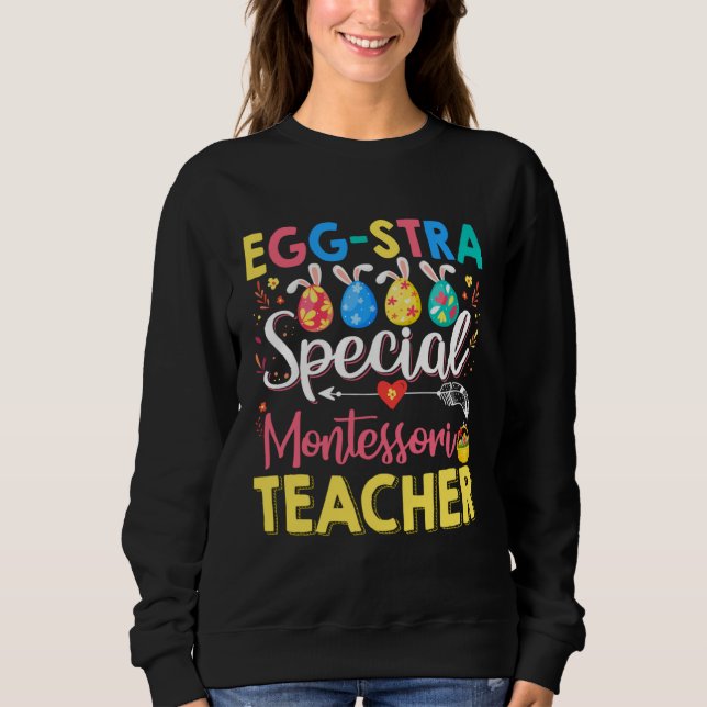 Camiseta Eggstra Special Montessori Teacher Funny Easter Da (Frente)