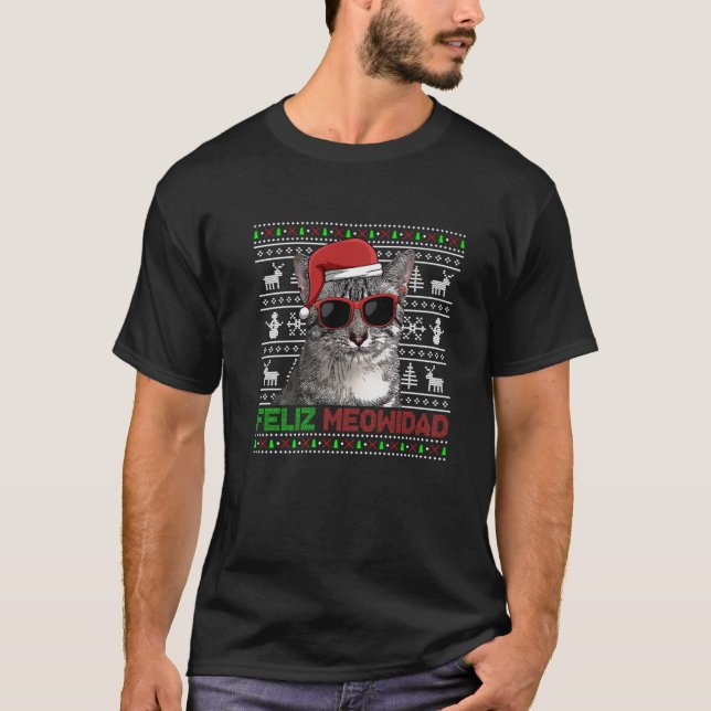 Camiseta Egípcio Mau Cat Feliz Meowidad Felny Natal Engraça (Frente)