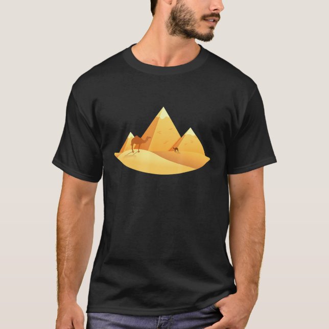 Camiseta Egito 3 Pirâmides Camelo E Deserto (Frente)