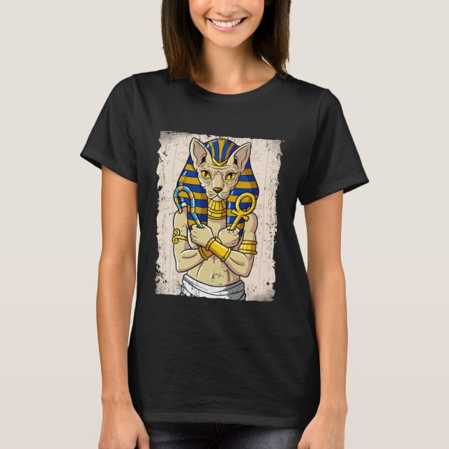 Camiseta Egito Gato Egípcio Sphynx Faraó (Frente)