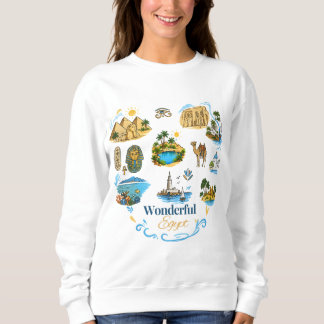 Camiseta "Egito Maravilhoso" Colagem de Viagem Ilustrada