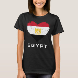 Camiseta Egito: Sinalizador do coração aflita negro feminin