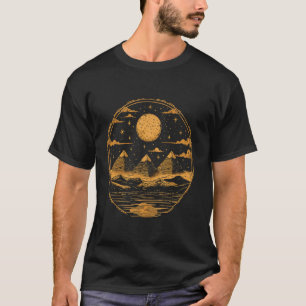 Camiseta egito três pirâmides e ilustração solar faraó
