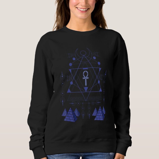 Camiseta Egyptology Ankh and Pyramids Symbol Kemetic Egypti (Frente)