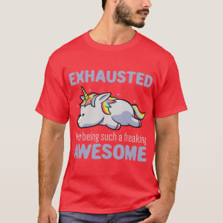 Camiseta Ehausted From Being Awesome Lazy Unicorn Gift vint