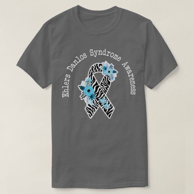 Camiseta Ehlers Danlos Syndrome Awareness EDS Zibra Ribbon  (Frente do Design)