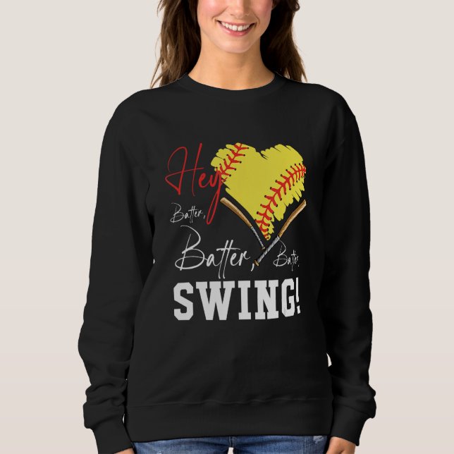 Camiseta Ei Batter Swing Baseball Player Heart Mãe Softbal (Frente)