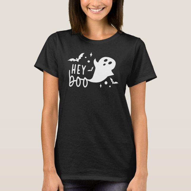 Camiseta Ei Boo Cute Ghost Spooky Season Pumkin Boo Crew H (Frente)
