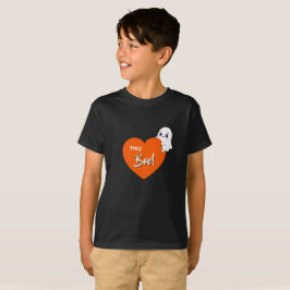 Camiseta Ei Boo Fantasma Fofo Coração Laranja Halloween