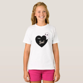 Camiseta Ei Boo Fantasma Fofo Coração Preto Halloween
