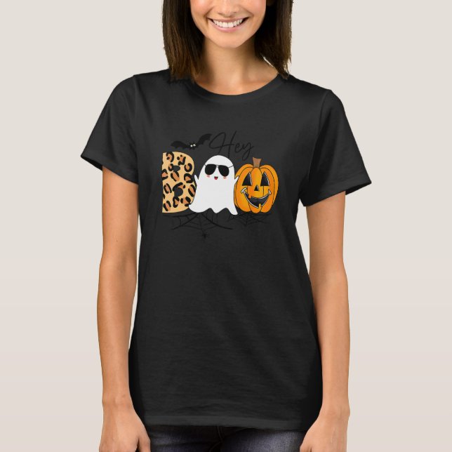 Camiseta Ei, Boo Fantasma Jack O' Lanterna Meninos Hallowee (Frente)