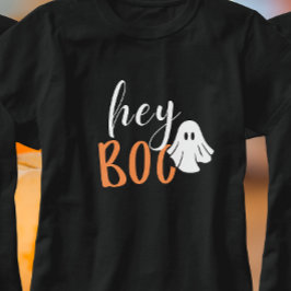 Camiseta Ei Boo Laranja Dia de as Bruxas engraçado Negro Fa