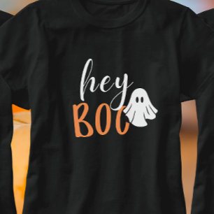 Camiseta Ei Boo Laranja Dia de as Bruxas engraçado Negro Fa