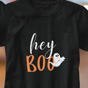 Camiseta Ei Boo Laranja Dia de as Bruxas engraçado Negro Fa