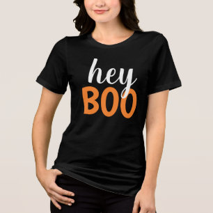Camiseta Ei Boo Laranja Preto Divertido Halloween