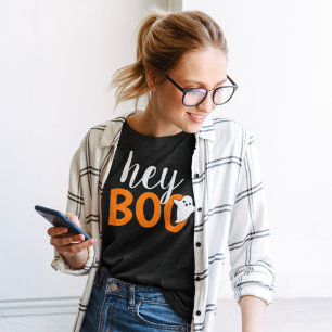 Camiseta Ei Boo Orange Black Dia de as Bruxas engraçado Gh
