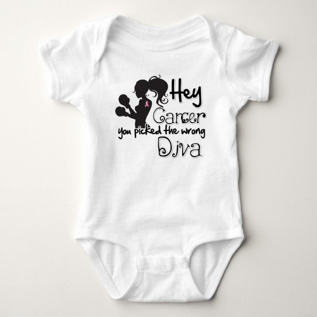 Camiseta Ei, Cancer De Mama, Você Pegou O Diva Errado (Frente)