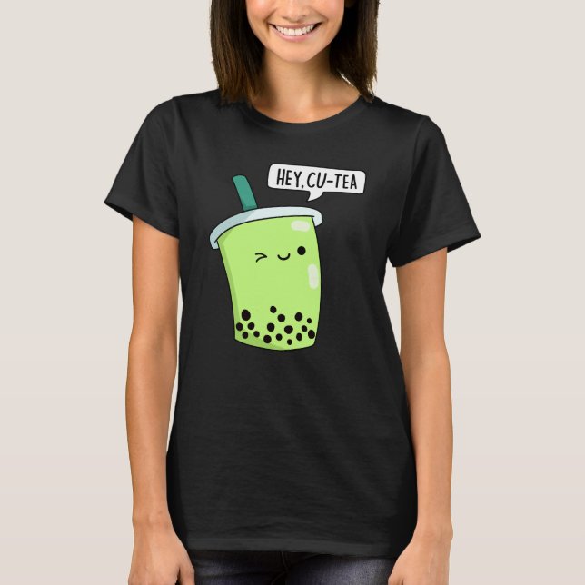 Camiseta Ei Cu-Tea Engraçado Boba Tea Pun Dark BG (Frente)