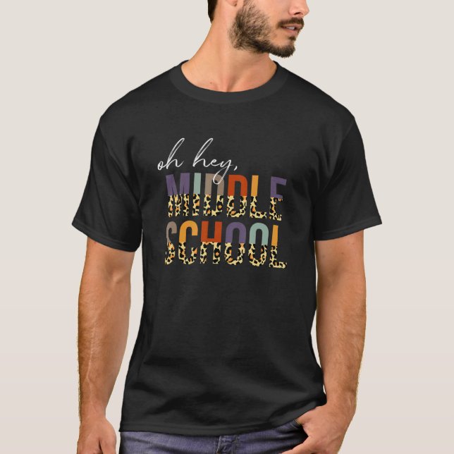 Camiseta Ei, Escola Média De Volta À Escola Leopardo Para (Frente)
