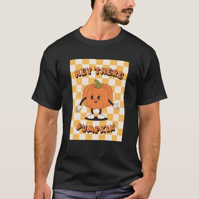 Camiseta Ei Lá Pumpkin Groovy Halloween Figurume Para A Mul (Frente)