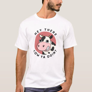 Camiseta Ei, Lá Vaca Ya Fazendo Um Funny Animal Pun