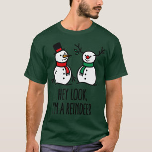 Camiseta Ei, olhe, eu sou um presente de boneco de neve de 