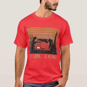 Camiseta Ei, Olhe Um Menu Engraçado Acampando Urso Vintage 
