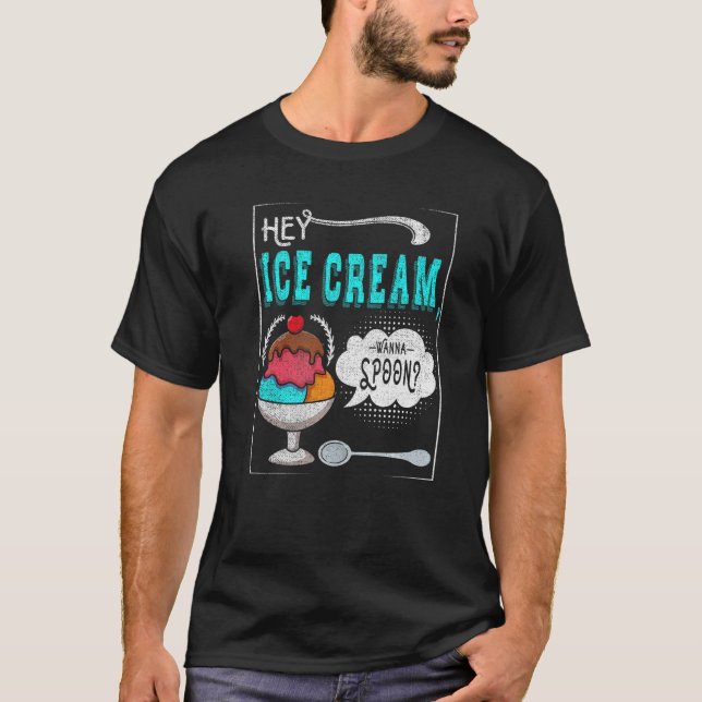 Camiseta Ei Sorvete Quer Uma Cola Para Um Ventilador Doce C (Frente)