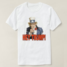 Camiseta Ei Trump! Tio Sam com o Dedo do Meio Anti Trump